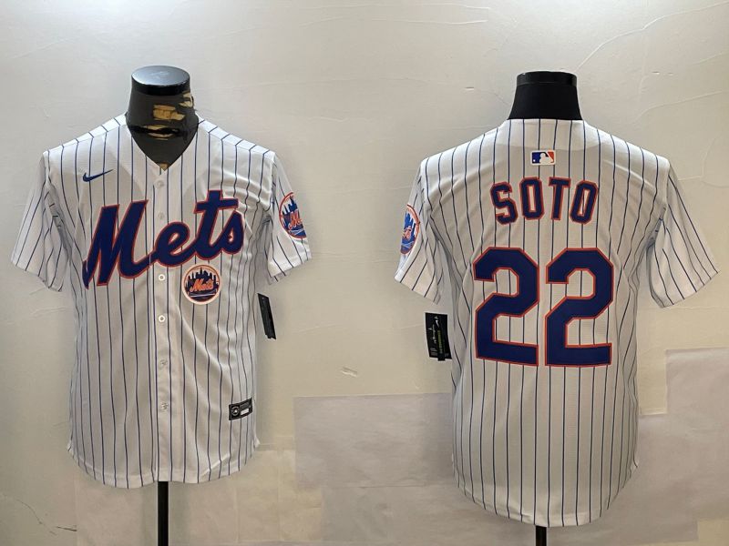 Men New York Mets #22 Soto White Stripe Game 2024 Nike MLB Jersey style 12164